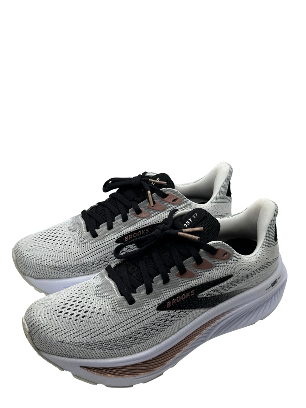 Brooks Ghost 17 Running Shoes Sneakers Women's (White/Black/Rose Gold) Size 7